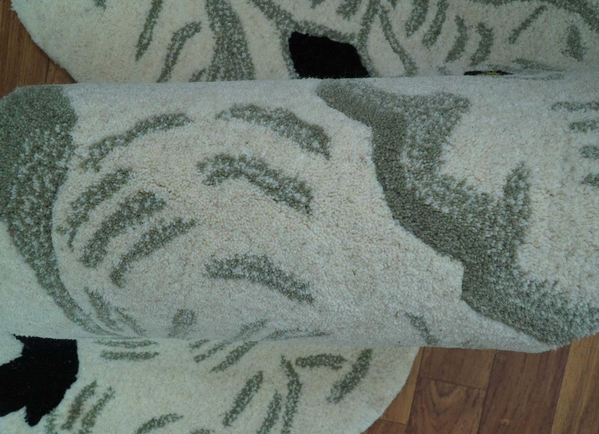 Hand Tufted White Animal Elephant 2x3 Wool Area Rug-Parc Decor