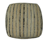 Hand Woven Beige and Charcoal Stripes Design Jute Pouf