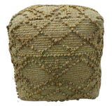 Hand Woven Beige Geometrical Design Jute Pouf