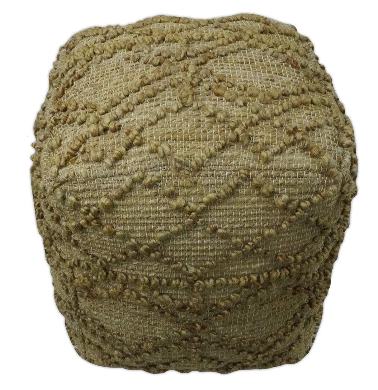 Hand Woven Beige Geometrical Design Jute Pouf