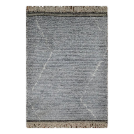 Hand Woven Blue and White 2x3 Trellis Moroccan Rug Made with Fine Wool | TRDCP79523-Area Rug-Parc Decor