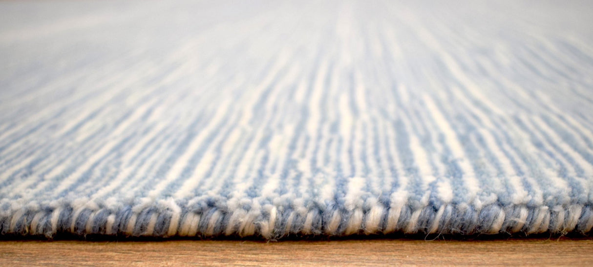 Hand Woven Blue, Ivory wool and Art Silk contemporary Area Rug-Area Rug-Parc Decor