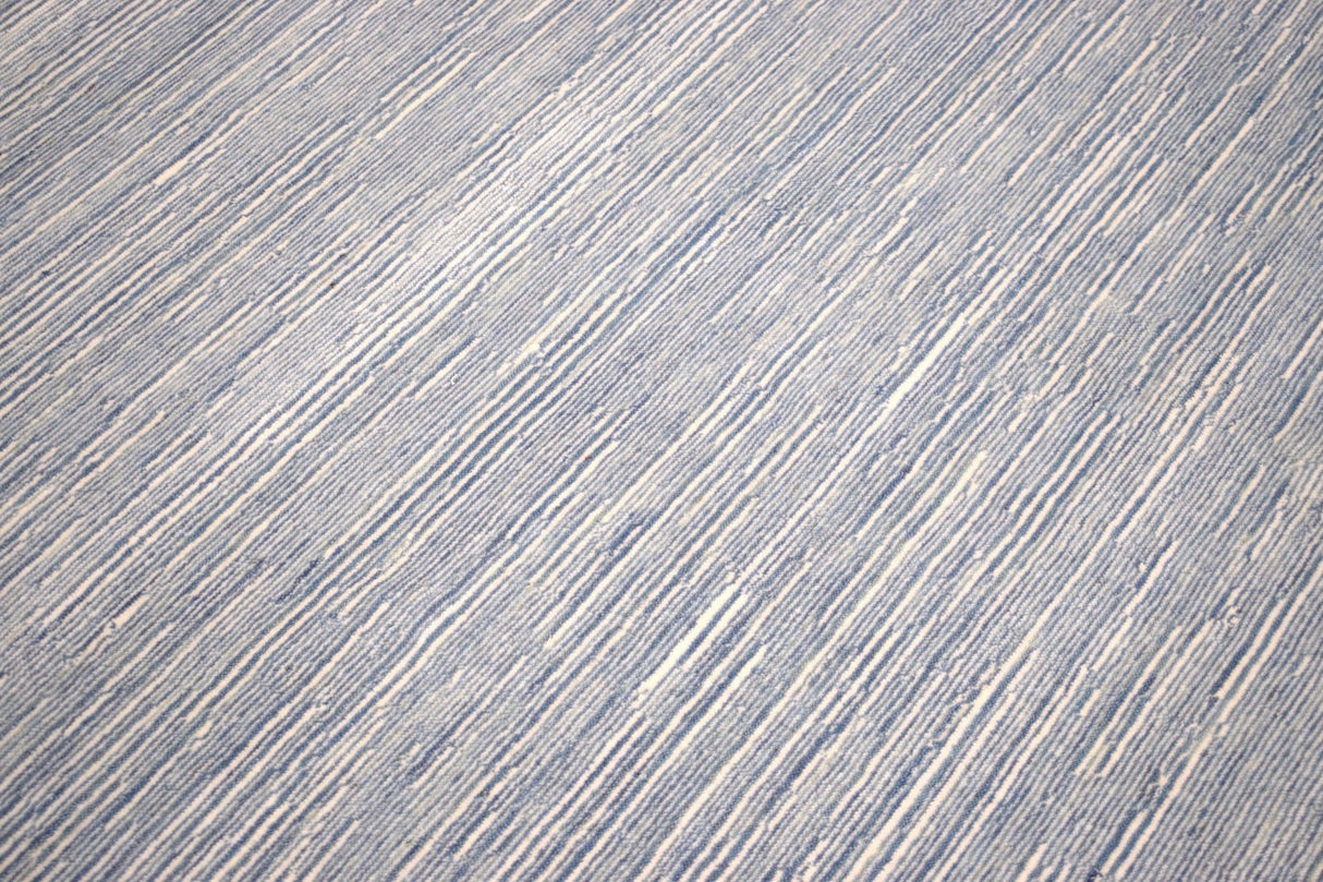 Hand Woven Blue, Ivory wool and Art Silk contemporary Area Rug-Area Rug-Parc Decor