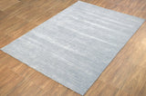 Hand Woven Blue, Ivory wool and Art Silk contemporary Area Rug-Area Rug-Parc Decor