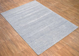 Hand Woven Blue, Ivory wool and Art Silk contemporary Area Rug-Area Rug-Parc Decor