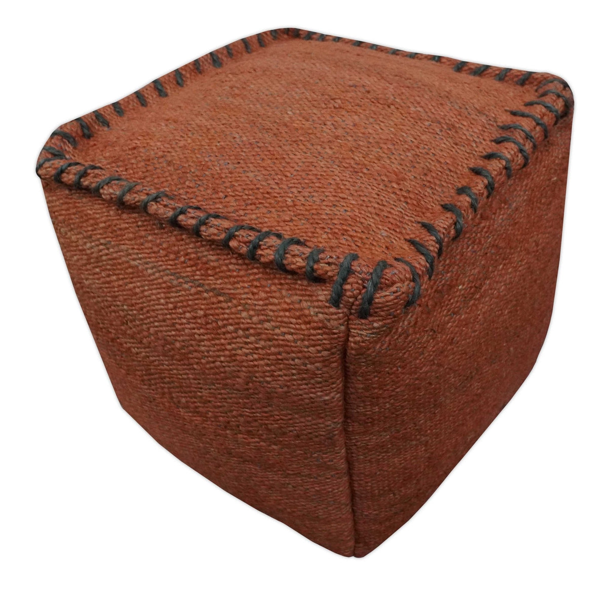 Hand Woven Boho Farmhouse Rust Jute Pouf