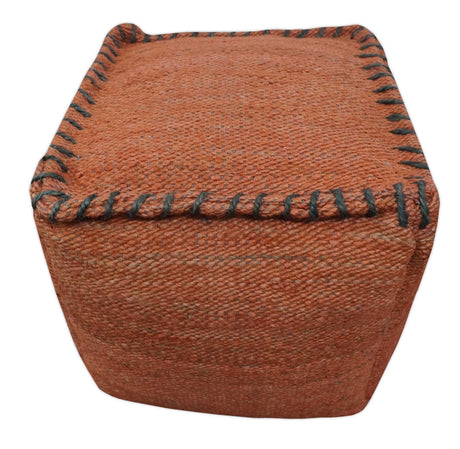 Hand Woven Boho Farmhouse Rust Jute Pouf