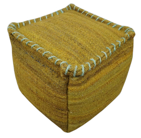 Hand Woven Boho Natural Farmhouse Mustard Jute Pouf
