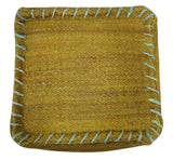 Hand Woven Boho Natural Farmhouse Mustard Jute Pouf