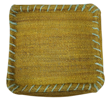 Hand Woven Boho Natural Farmhouse Mustard Jute Pouf