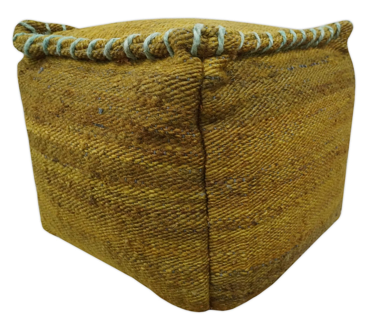 Hand Woven Boho Natural Farmhouse Mustard Jute Pouf