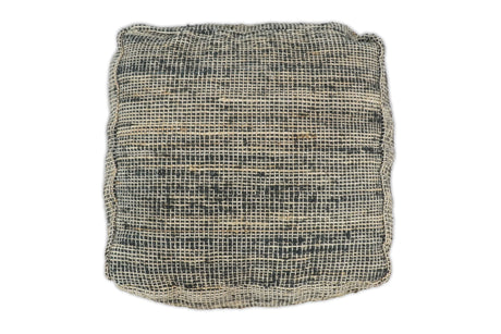 Hand Woven Boho Natural Large Black and Beige Jute Pouf