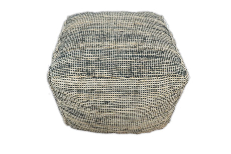 Hand Woven Boho Natural Large Black and Beige Jute Pouf
