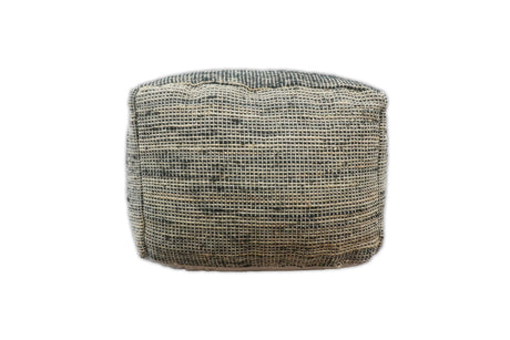 Hand Woven Boho Natural Large Black and Beige Jute Pouf