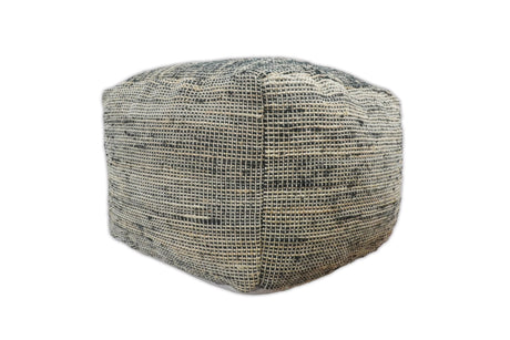 Hand Woven Boho Natural Large Black and Brown Jute Pouf | TRD123P-Pouf-Parc Decor