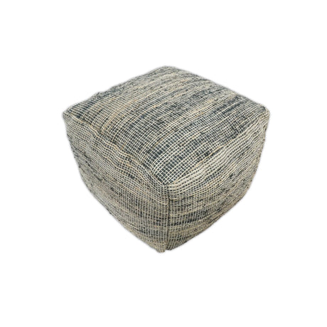 Hand Woven Boho Natural Large Black and Brown Jute Pouf | TRD123P-Pouf-Parc Decor
