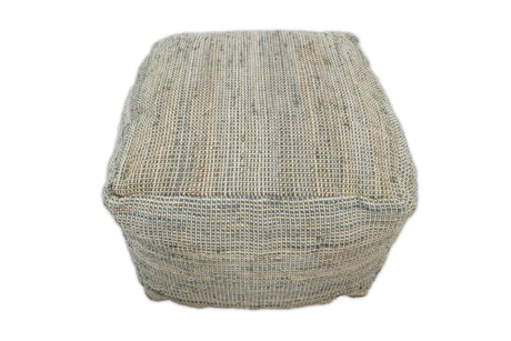 Hand Woven Boho Natural Large Gray and Brown Jute Pouf