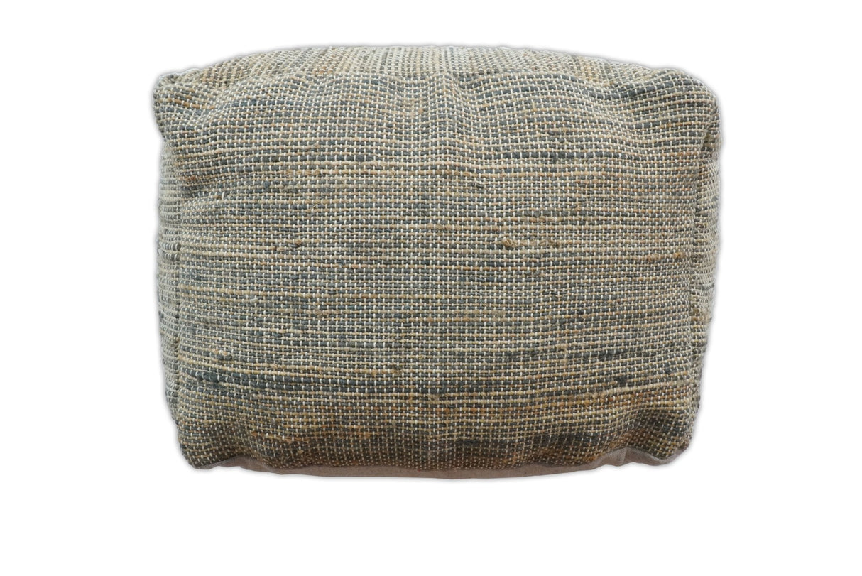 Hand Woven Boho Natural Large Gray and Brown Jute Pouf