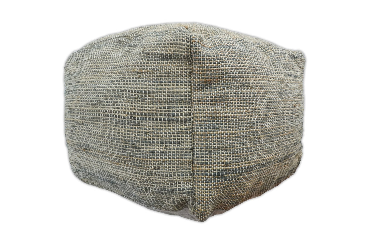 Hand Woven Boho Natural Large Gray and Brown Jute Pouf