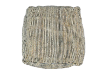 Hand Woven Boho Natural Large Gray and Brown Jute Pouf