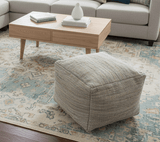 Hand Woven Boho Natural Large Gray and Brown Jute Pouf