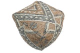 Hand Woven Boho Tribal Large Gray and Brown Jute and Wool Pouf
