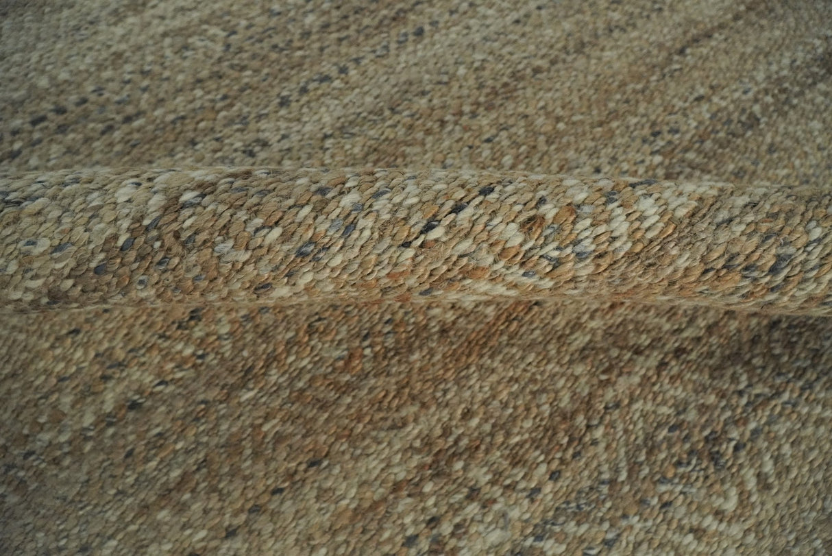 Hand Woven Brown Natural Jute and Wool Area Rug