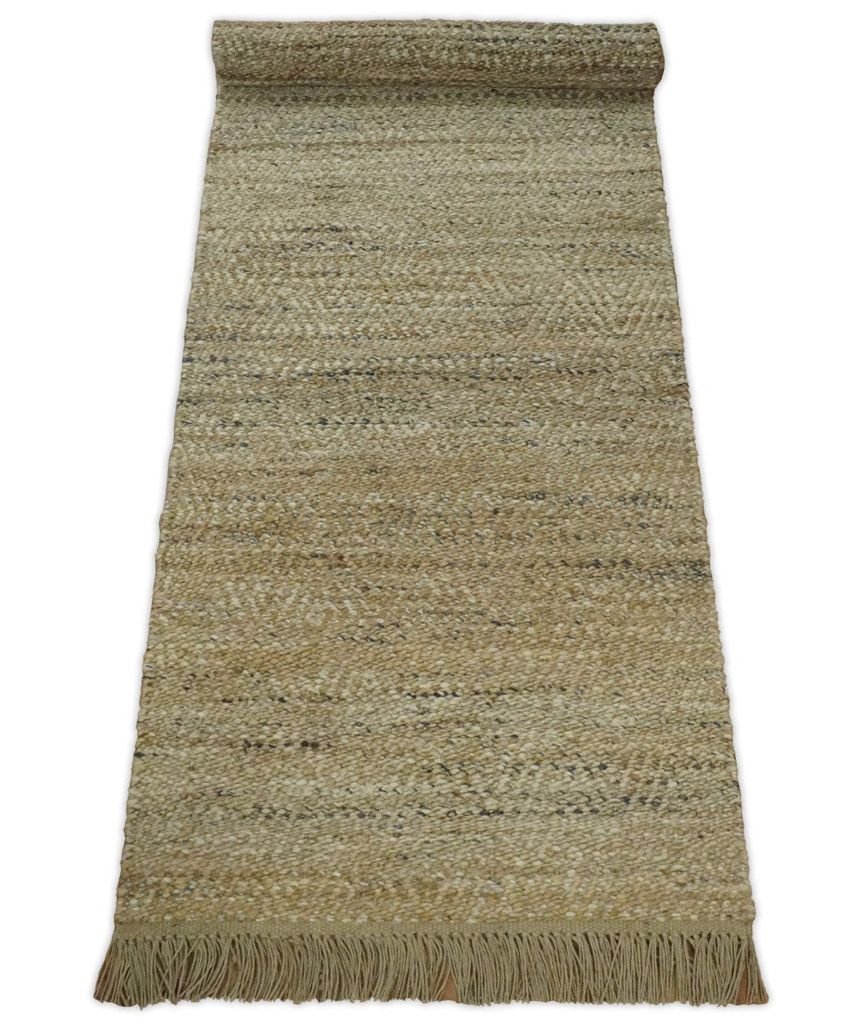 Hand Woven Brown Natural Jute and Wool Area Rug