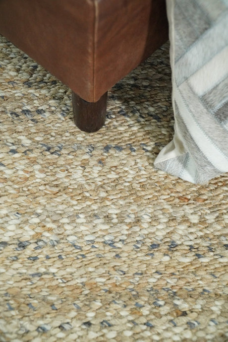 Hand Woven Brown Natural Jute and Wool Area Rug