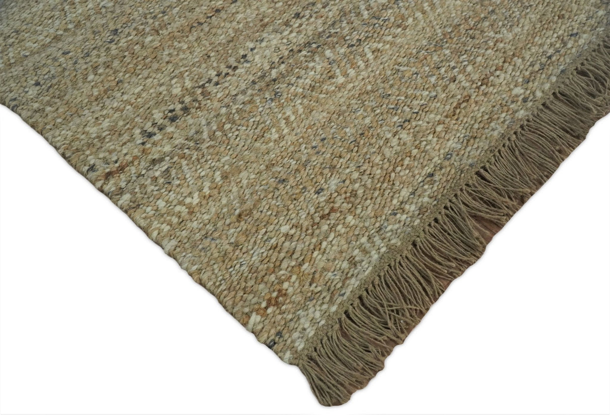 Hand Woven Brown Natural Jute and Wool Area Rug