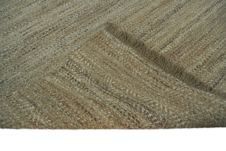 Hand Woven Brown Natural Jute and Wool Area Rug