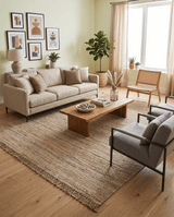 Hand Woven Brown Natural Jute and Wool Area Rug