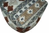 Hand woven Ivory, Gray and Brown Textured Jute and wool Pouf