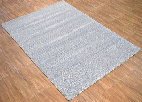 Hand Woven Modern Solid Silver Wool 5x8 Area Rug