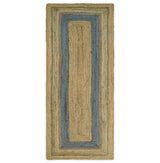 Hand Woven Natural Fiber Blue and Brown Natural Jute Rug