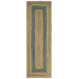 Hand Woven Natural Fiber Blue and Brown Natural Jute Rug