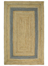 Hand Woven Natural Fiber Blue and Brown Natural Jute Rug