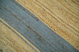 Hand Woven Natural Fiber Blue and Brown Natural Jute Rug
