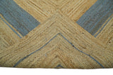Hand Woven Natural Fiber Blue and Brown Natural Jute Rug