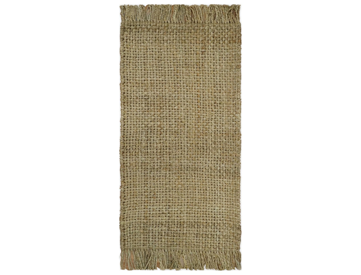 Hand Woven Natural Fiber Brown Natural Jute Rug