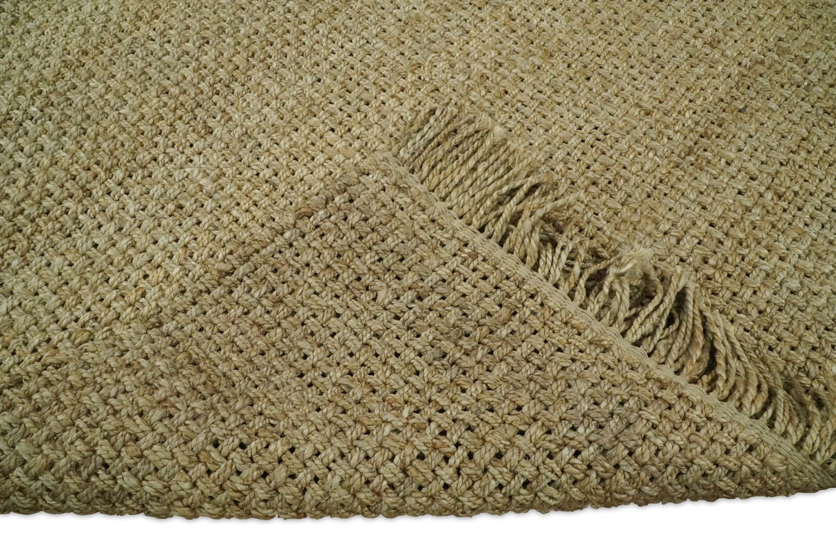 Hand Woven Natural Fiber Brown Natural Jute Rug