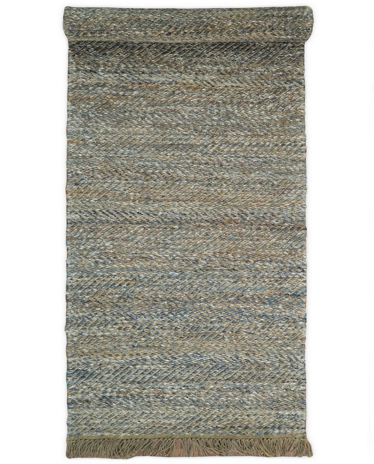 Hand Woven Natural Fiber Gray and Brown Jute and Art Silk Rug | JR9-Area Rug-Parc Decor