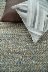 Hand Woven Natural Fiber Gray and Brown Jute and Art Silk Rug | JR9-Area Rug-Parc Decor