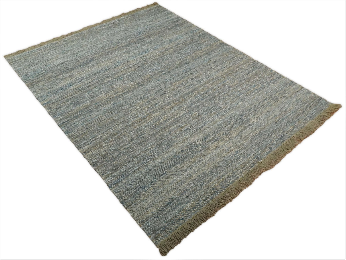 Hand Woven Natural Fiber Gray and Brown Jute and Art Silk Rug | JR9-Area Rug-Parc Decor