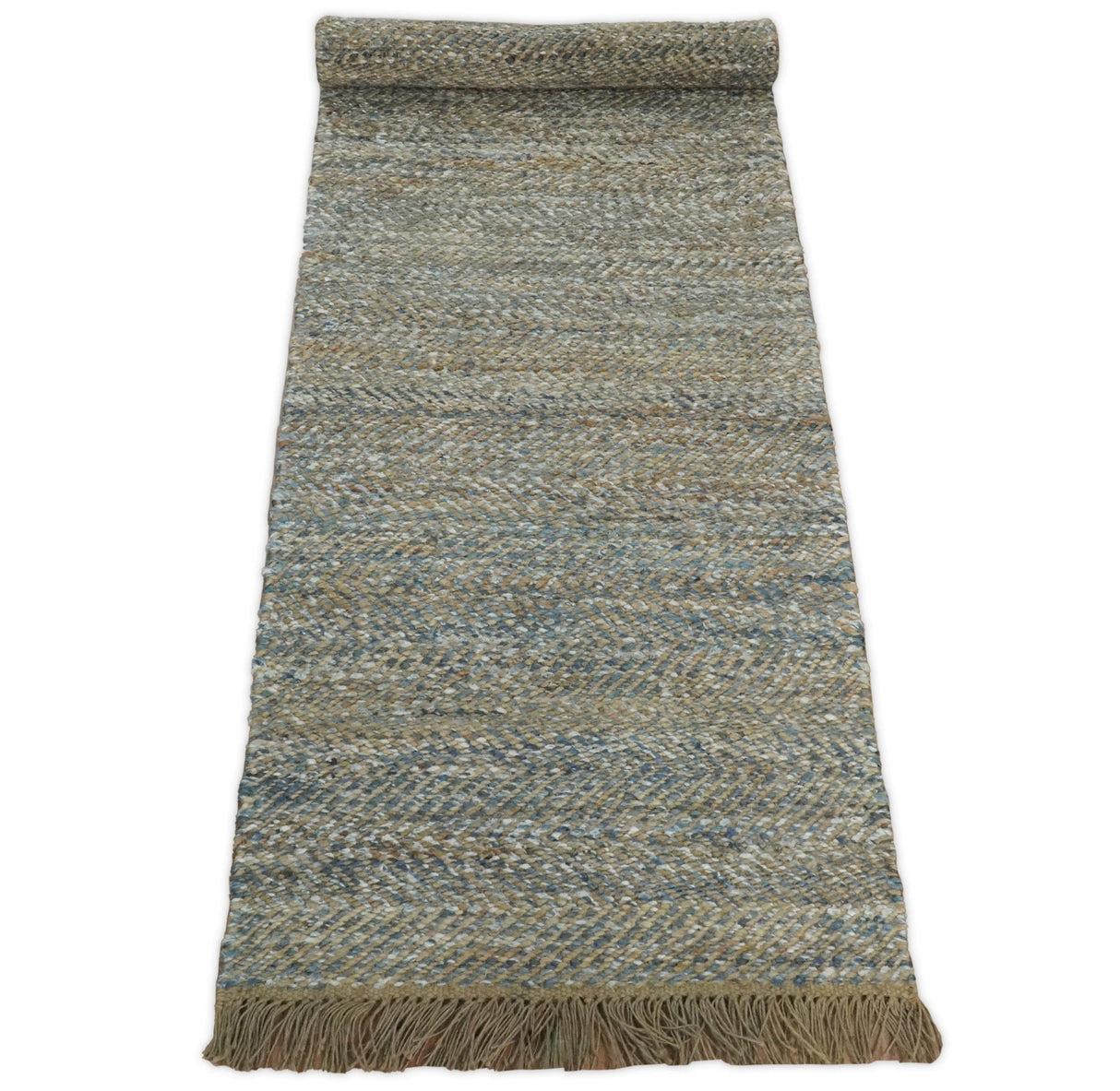 Hand Woven Natural Fiber Gray and Brown Jute and Art Silk Rug | JR9-Area Rug-Parc Decor