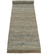 Hand Woven Natural Fiber Jute and Wool Silver and Brown Rug