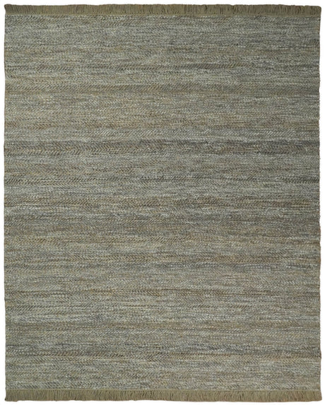 Hand Woven Natural Fiber Jute and Wool Silver and Brown Rug