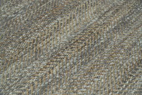Hand Woven Natural Fiber Jute and Wool Silver and Brown Rug