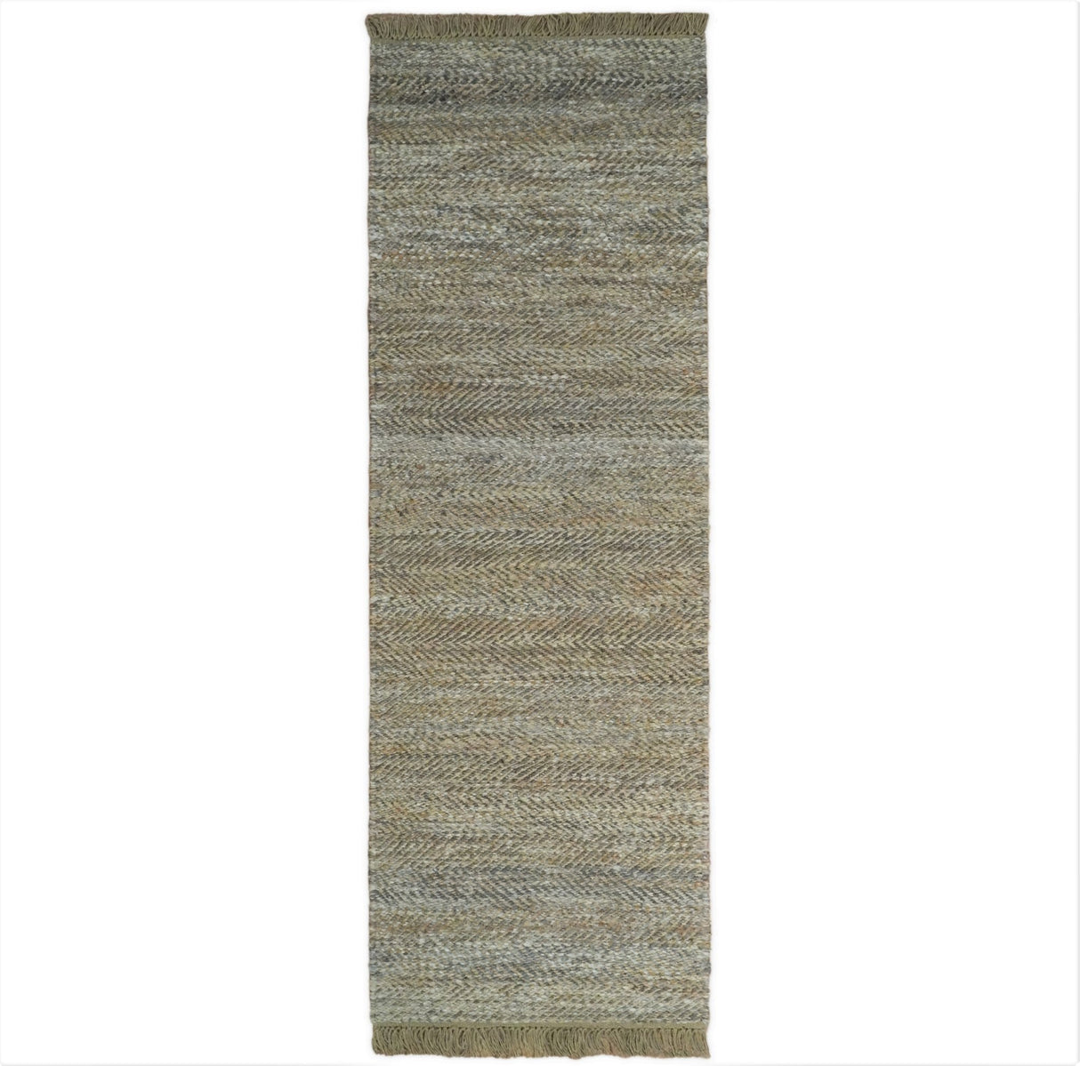 Hand Woven Natural Fiber Jute and Wool Silver and Brown Rug
