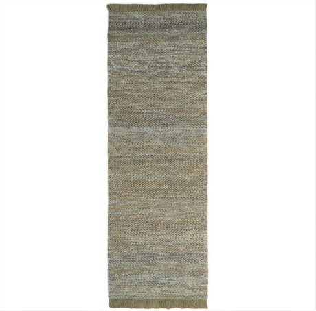 Hand Woven Natural Fiber Jute and Wool Silver and Brown Rug